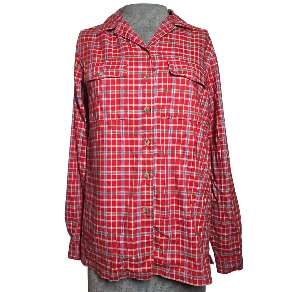 Plaid Cotton Blend Flannel Top Size Small